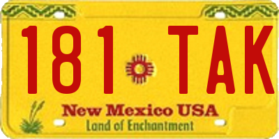NM license plate 181TAK