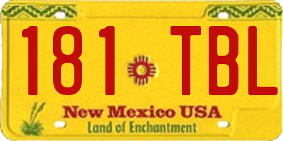 NM license plate 181TBL