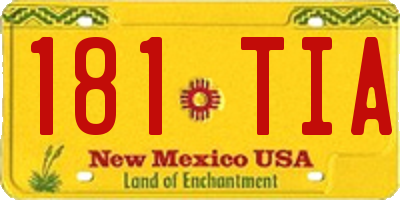 NM license plate 181TIA