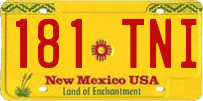 NM license plate 181TNI