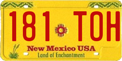 NM license plate 181TOH