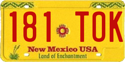 NM license plate 181TOK
