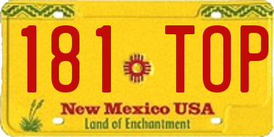 NM license plate 181TOP