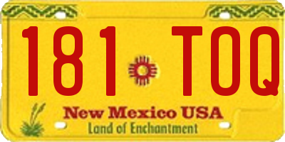 NM license plate 181TOQ