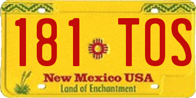 NM license plate 181TOS
