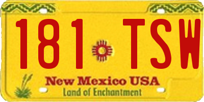 NM license plate 181TSW