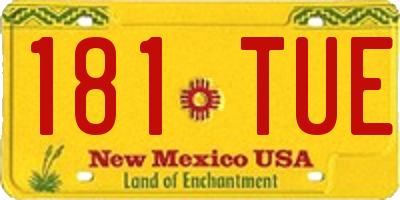 NM license plate 181TUE