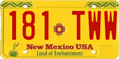NM license plate 181TWW