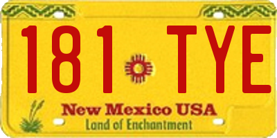 NM license plate 181TYE