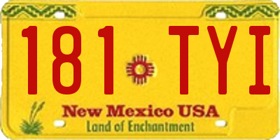 NM license plate 181TYI