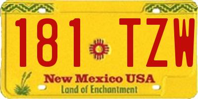 NM license plate 181TZW