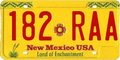 NM license plate 182RAA