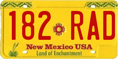 NM license plate 182RAD