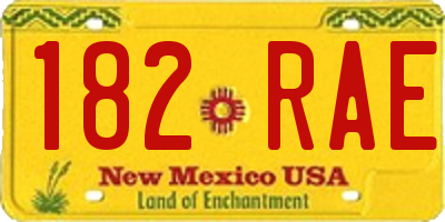 NM license plate 182RAE