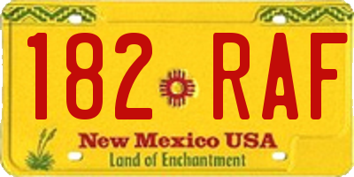 NM license plate 182RAF