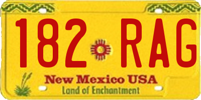 NM license plate 182RAG