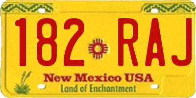 NM license plate 182RAJ