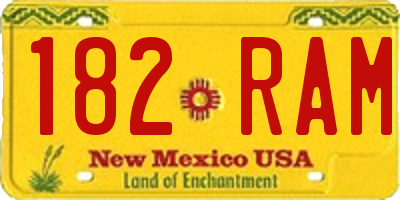 NM license plate 182RAM
