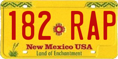 NM license plate 182RAP