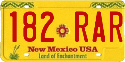 NM license plate 182RAR