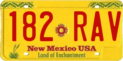 NM license plate 182RAV