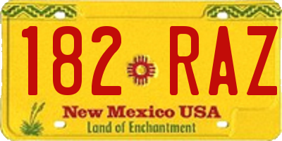 NM license plate 182RAZ