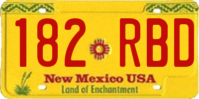 NM license plate 182RBD