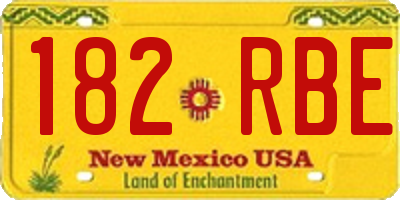 NM license plate 182RBE