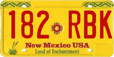 NM license plate 182RBK