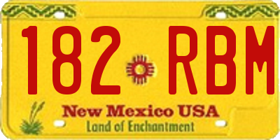 NM license plate 182RBM