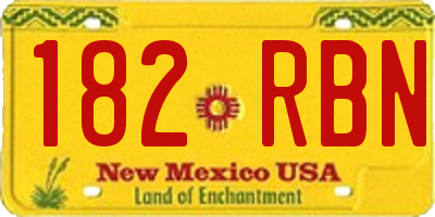 NM license plate 182RBN
