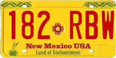 NM license plate 182RBW