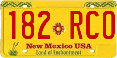 NM license plate 182RCO