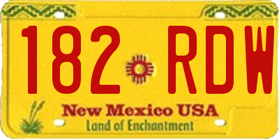 NM license plate 182RDW