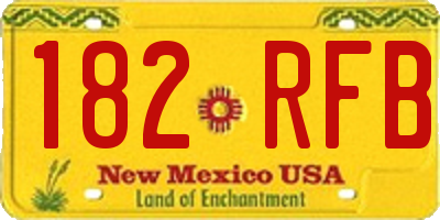 NM license plate 182RFB