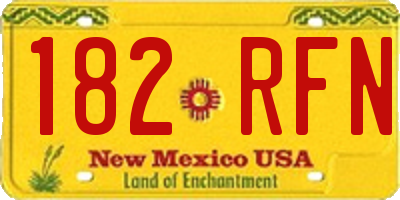 NM license plate 182RFN