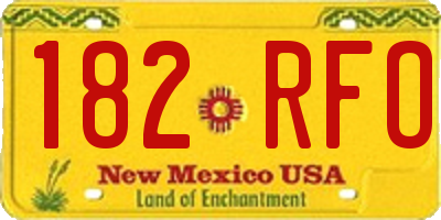 NM license plate 182RFO