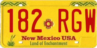 NM license plate 182RGW