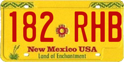 NM license plate 182RHB