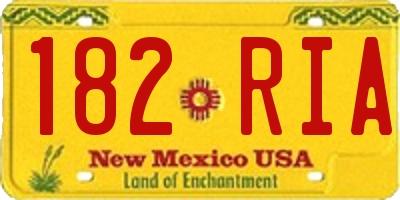 NM license plate 182RIA