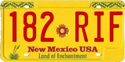 NM license plate 182RIF