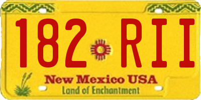 NM license plate 182RII