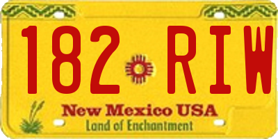 NM license plate 182RIW