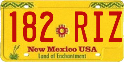 NM license plate 182RIZ