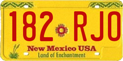 NM license plate 182RJO