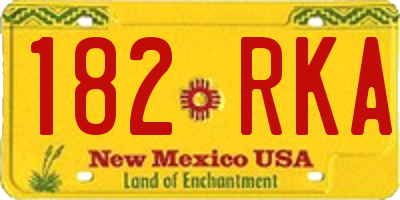 NM license plate 182RKA