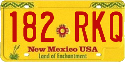 NM license plate 182RKQ