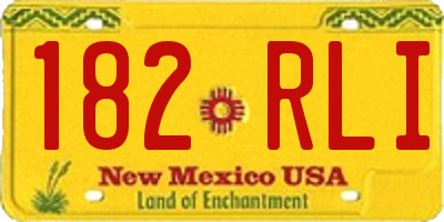 NM license plate 182RLI