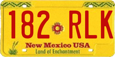 NM license plate 182RLK