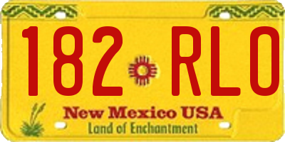 NM license plate 182RLO
